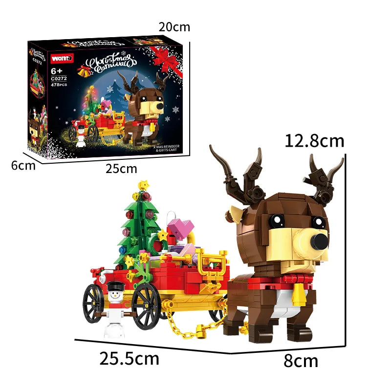 WOMA X'mas Reindeer & Gifts Cart Block Toys 478 Pcs