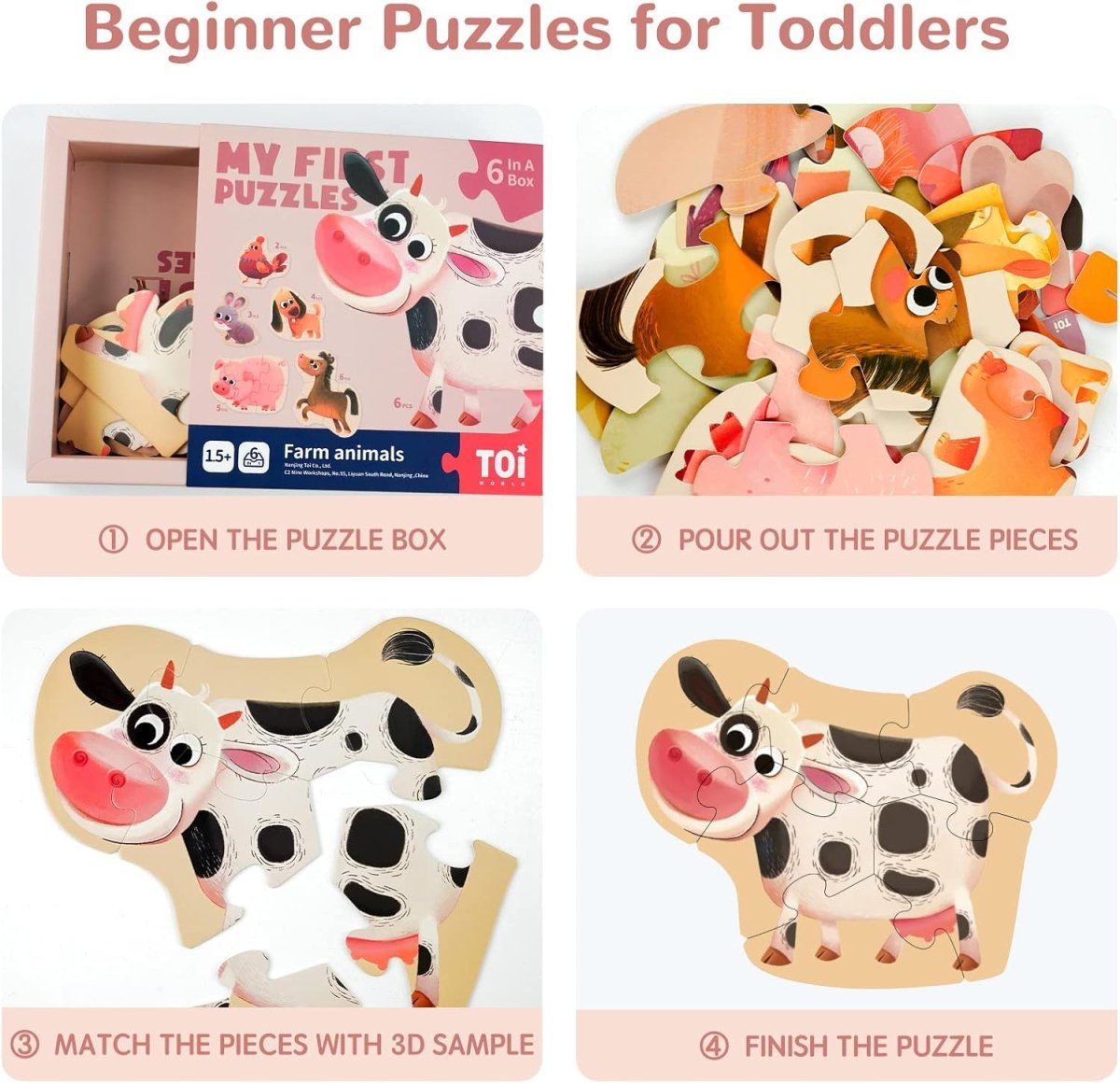 TOI World My First Puzzles Farm Animals 6 in 1 Puzzles - Explorers Gifts