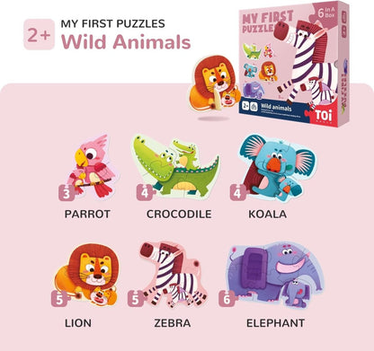 TOI World My First Puzzles Wild Animals 6 in 1 Puzzles - Explorers Gifts