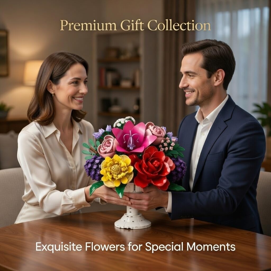 Woma Flower Bouquet Building Blocks Set for Adults 1070 Pcs
