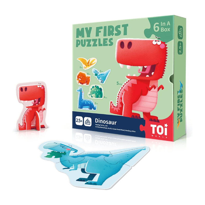 TOI World My First Puzzles Dinosaur Leveled Puzzles 6 in 1 Progressive Puzzles - Explorers Gifts