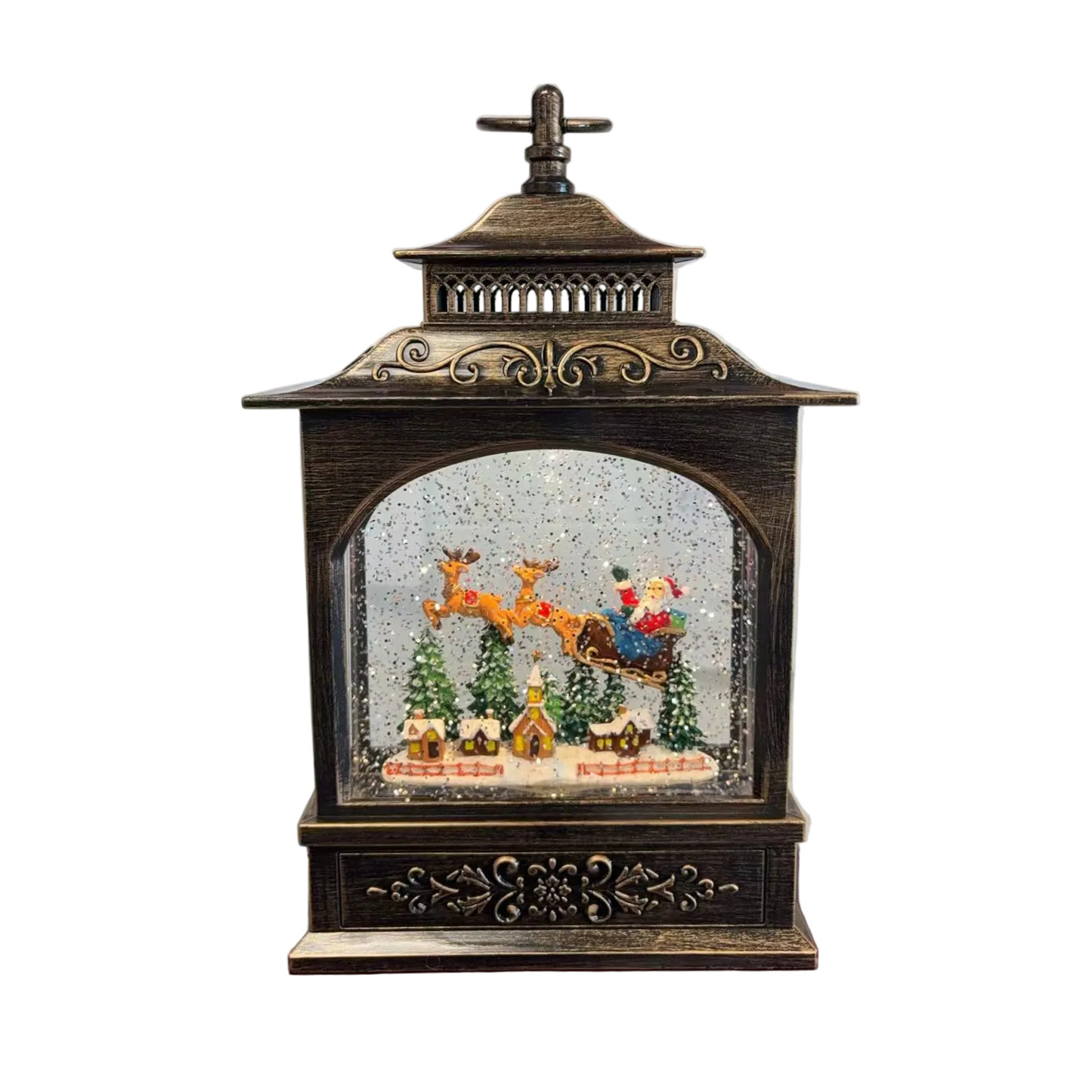 Explorers Snowman Santa Snow Water Lantern Town WDL-24007A