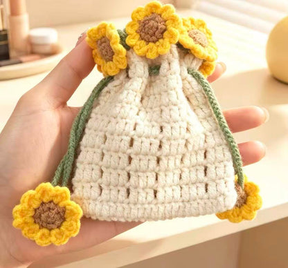 Hand-Knitted Yarn Coin Purse/ Cosmetic Bag