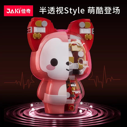 JAKI Bear Magnetic Suction Volume Wood Assembly Toys-Red