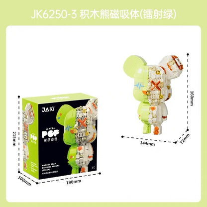 JAKI Bear Magnetic Suction Volume Wood Assembly Toys-Green