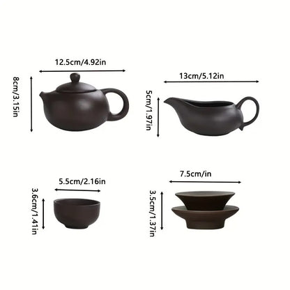 High-grade Purple Clay Teapot Set - 13 Pcs