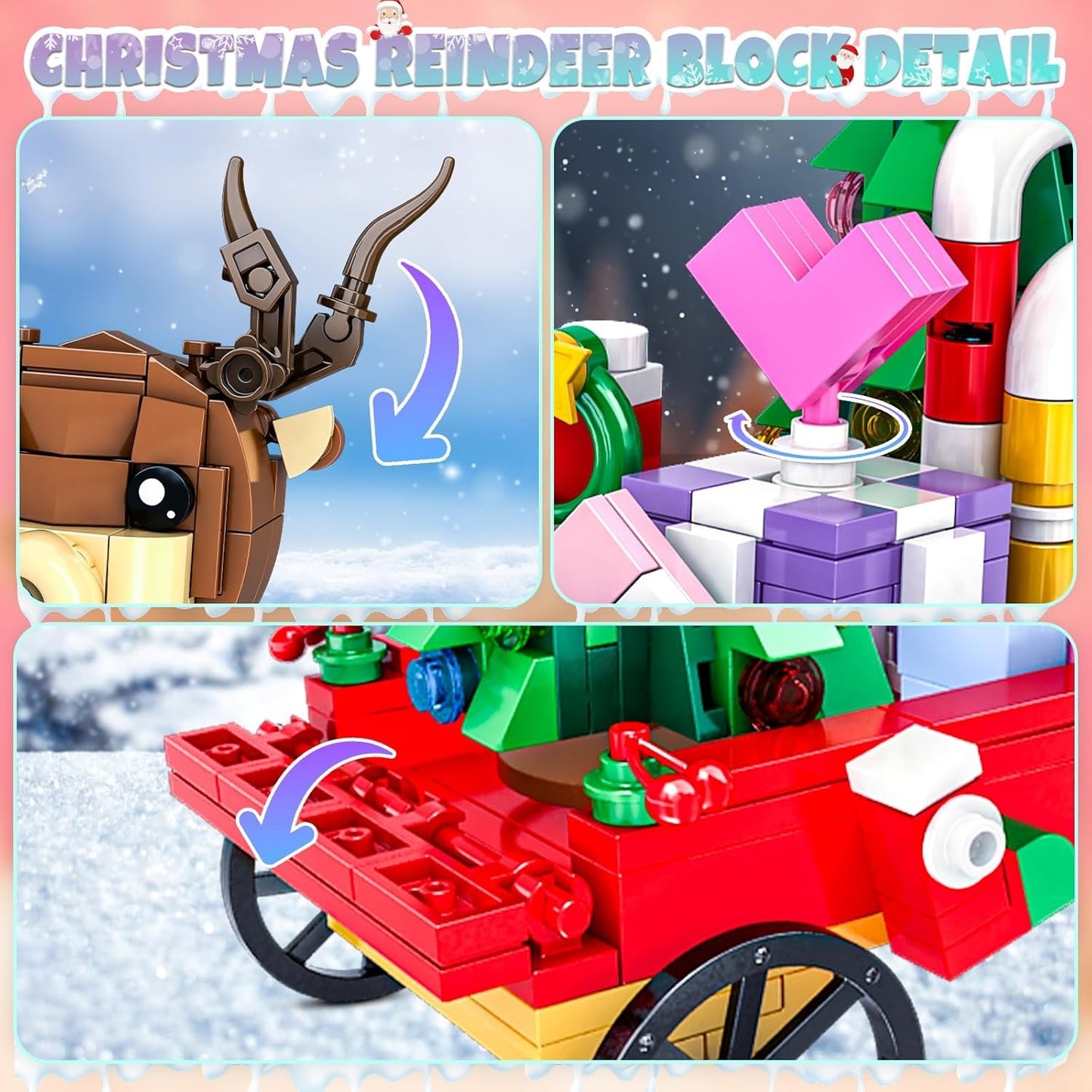 WOMA X'mas Reindeer & Gifts Cart Block Toys 478 Pcs