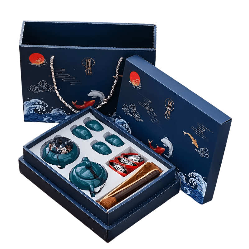 Explorers Chinese Traditional Tea Set Dark Blue - Explorers Gifts