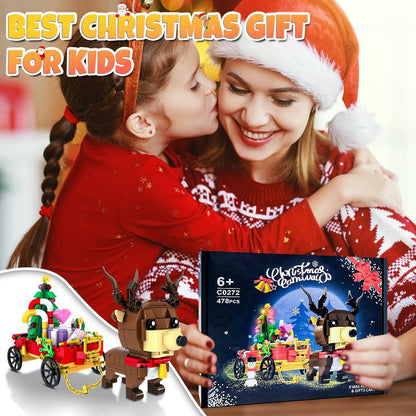 WOMA X'mas Reindeer & Gifts Cart Block Toys 478 Pcs