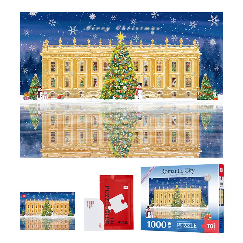 TOI World Small Puzzle Big World Romantic City Chrisrmas at Chatsworth House Puzzle 1000 Pcs