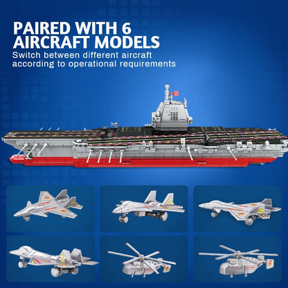 Woma The Warship Model Aircraft Carrier With 6 Aircrafts Building Block Set 838 Pcs