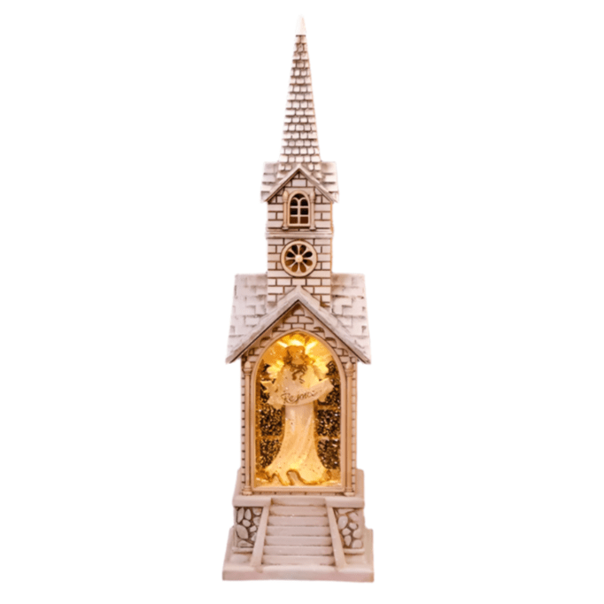 Explorers Angel Snow Water Lantern Single Church - 16inch - Explorers Gifts