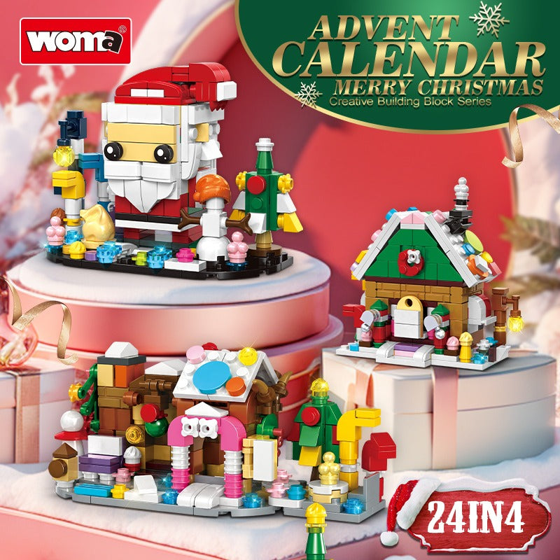 Woma Christmas Advent Calendar Building Block Toy Play Set 24 Pack 841 Pcs