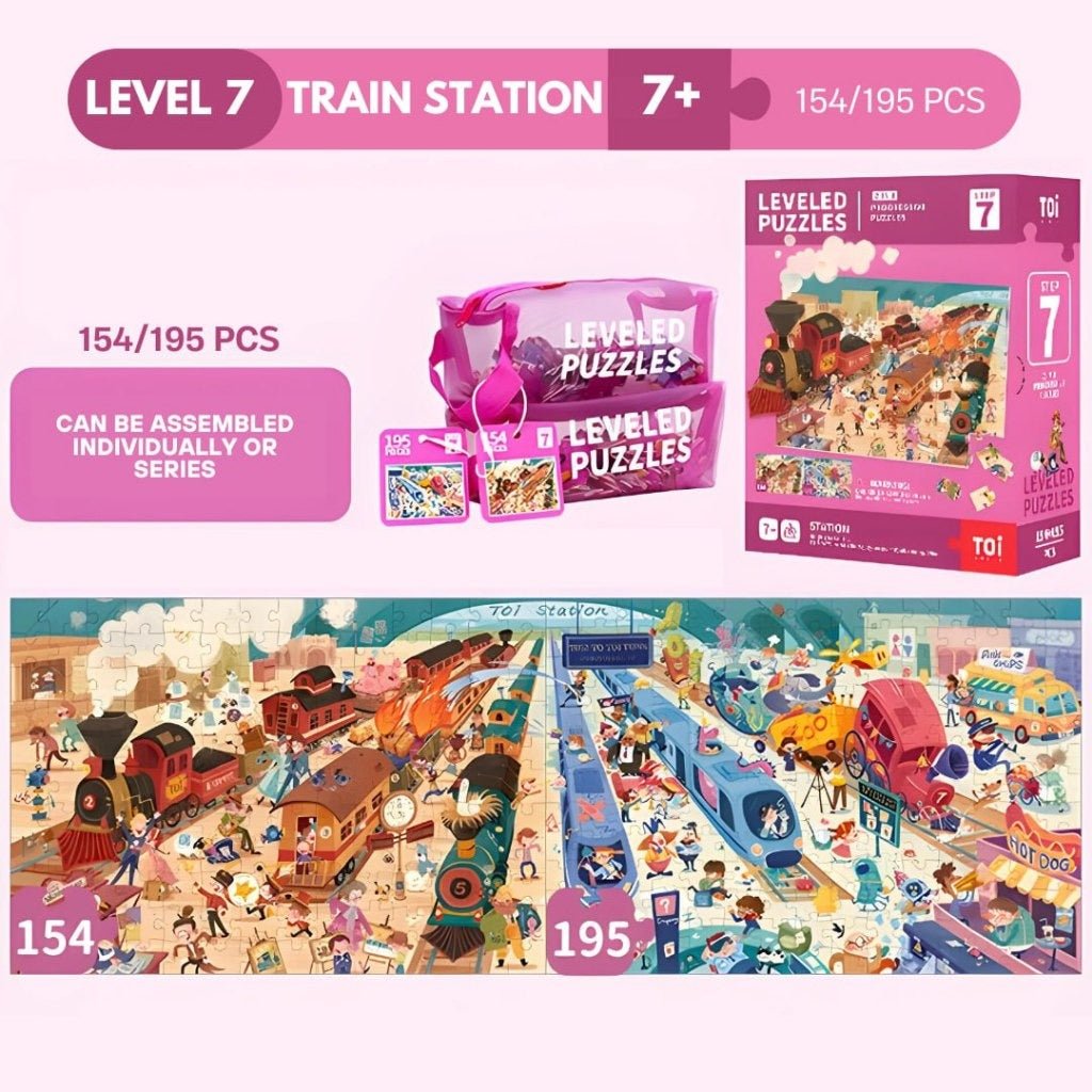 TOI World Station Leveled Puzzles 2 in 1 Progressive Puzzles Step 7 - Explorers Gifts
