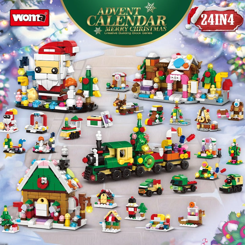 Woma Christmas Advent Calendar Building Block Toy Play Set 24 Pack 841 Pcs