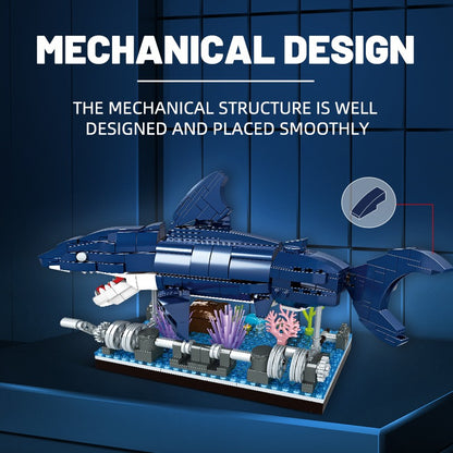 Woma Ocean Marine Building Kit Movable Cyberpunk Shark Building Block Set 499 Pcs