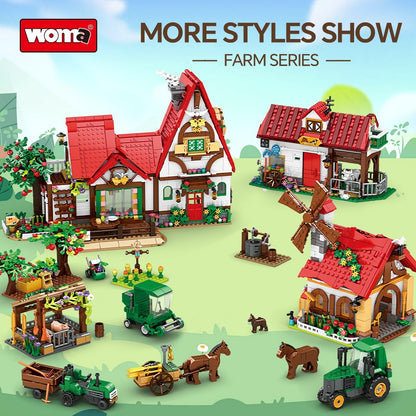 Woma Animal Granary Farm with Horse Building Block Set 720 Pcs