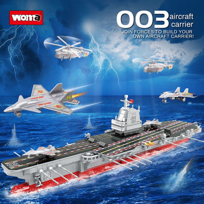 Woma The Warship Model Aircraft Carrier With 6 Aircrafts Building Block Set 838 Pcs