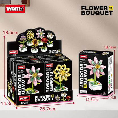 Woma Flower Bouquet 6 Styles Building Block 119-172 Pcs