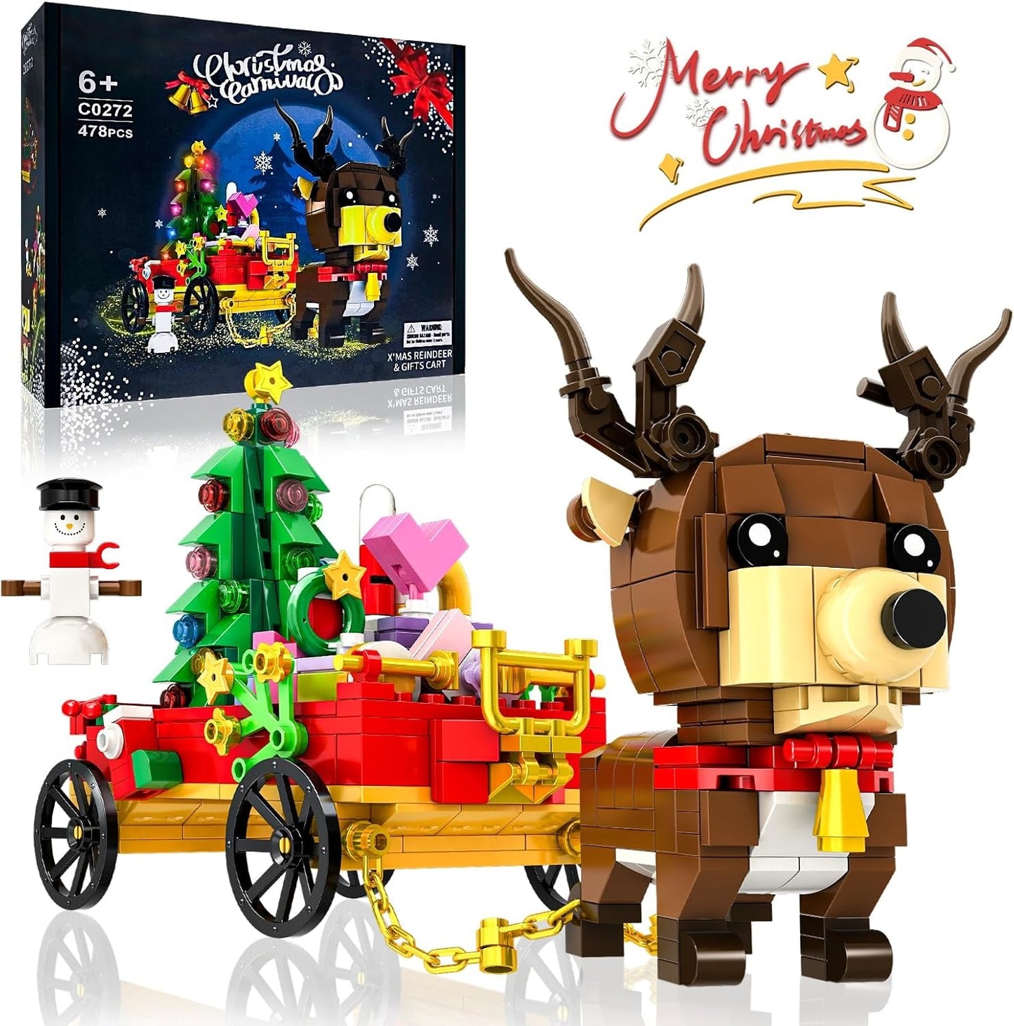 WOMA X'mas Reindeer & Gifts Cart Block Toys 478 Pcs