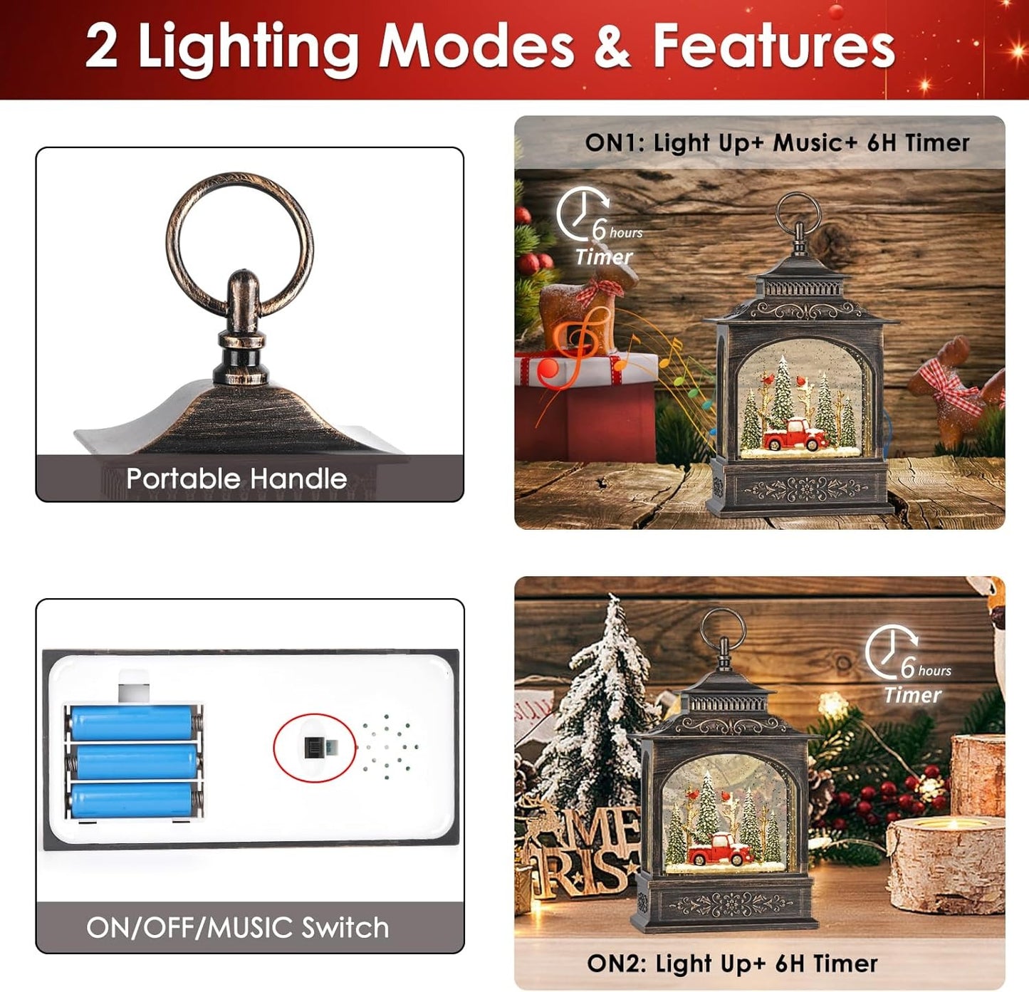 Explorers Snowman Santa Snow Water Lantern Town WDL-24007A