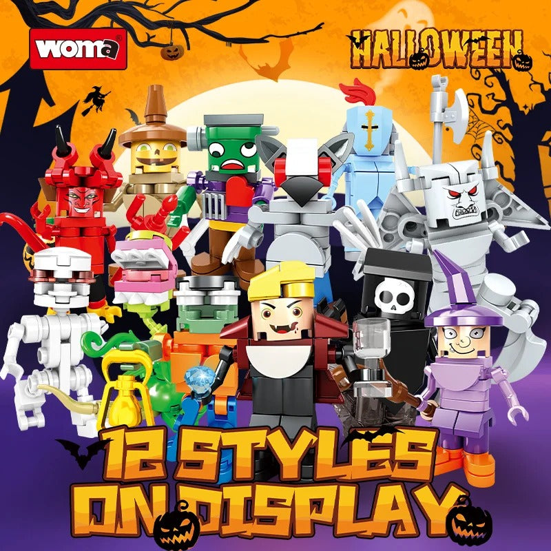Woma Halloween Building Blocks Toy Mini Figures Set - Blind Box