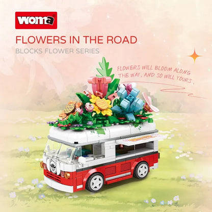 Woma New Truck Toy Building Blocks Kit with Flower Bouquet 457 Pcs